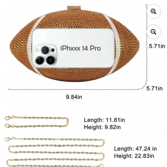 Gold Crystal Football Clutch - Picture 4 of 4